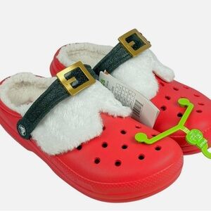 Crocs Classic Lined Santa Clogs Unisex kids Sizes Red Black Gold